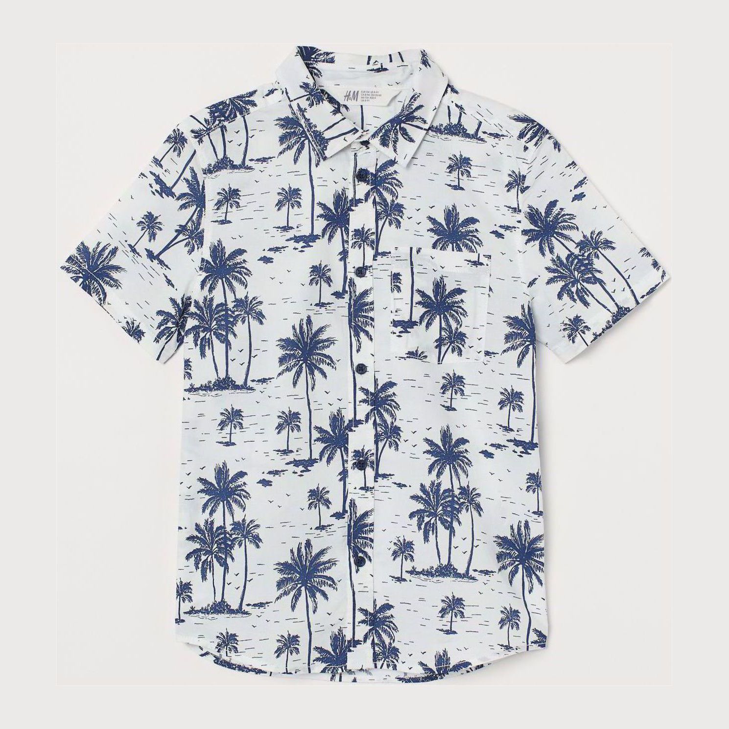 

Рубашка H&M 2404-8455481 152 см Белый/Пальмы