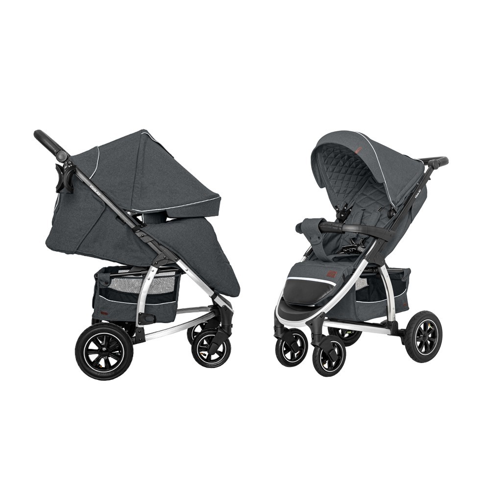 

Коляска прогулочная CARRELLO Vista CRL-5511 лен надувные колеса Steel Gray