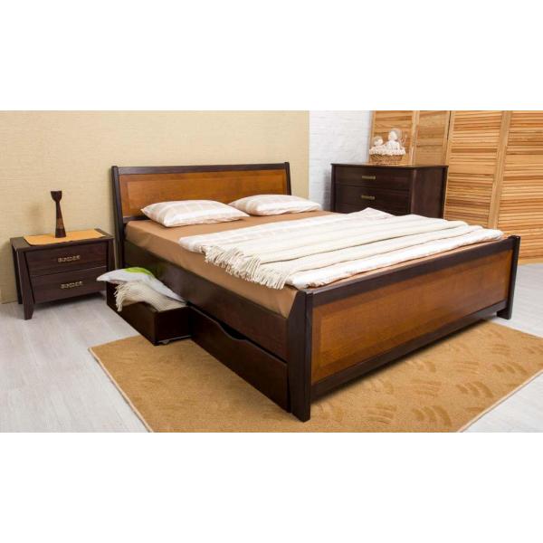 

Кровать Олимп Сити с четырьмя ящиками с интарсией 180x200 Венге + Орех