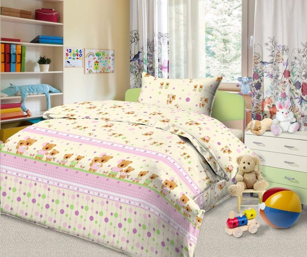 

Постельное белье Vpostelke бязь Мишки и зайчики 1.5-Спальный 150х220 см бежевый