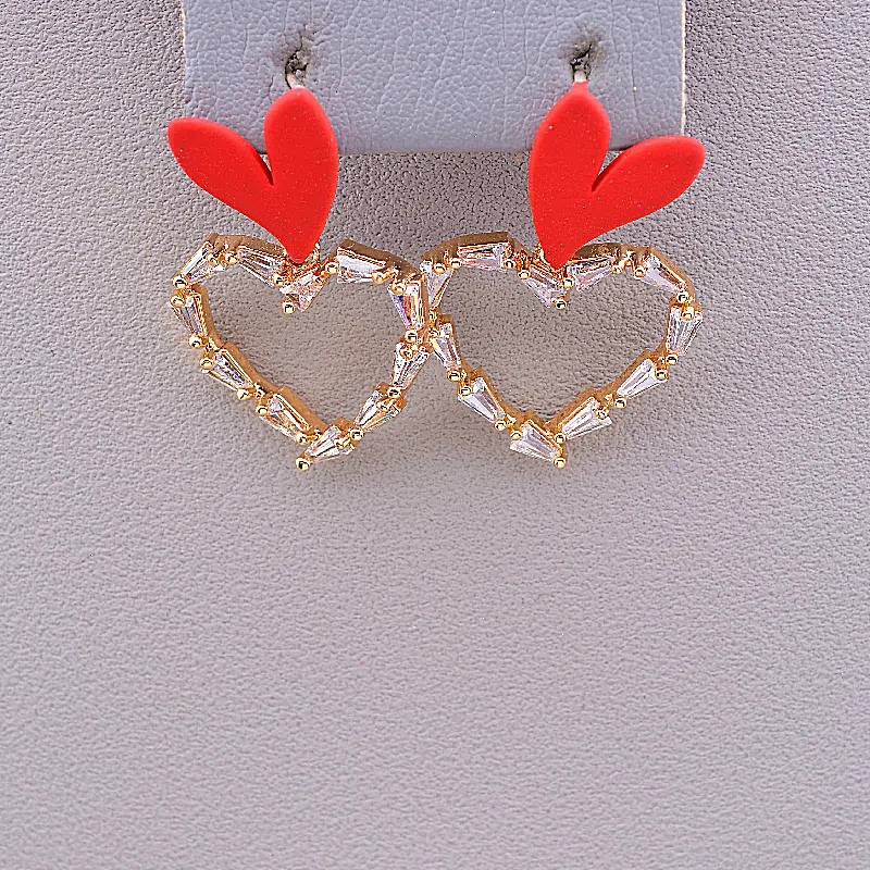 

Серьги Сердца красные Xuping медицинское золото 087489