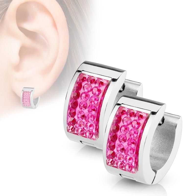 

Серьги кольца из стали Spikes с кристаллами SE7077 8044 розовый