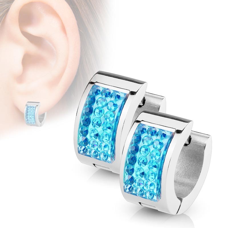 

Серьги кольца из стали Spikes с кристаллами SE7077 8044 голубой