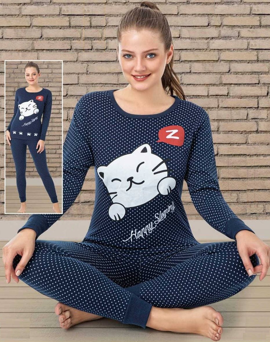

Женская пижама (кофта+брюки) в ткани хлопок Nicely  Сине-белая, Женская пижама (кофта+брюки) в ткани хлопок Nicely M Сине-белая