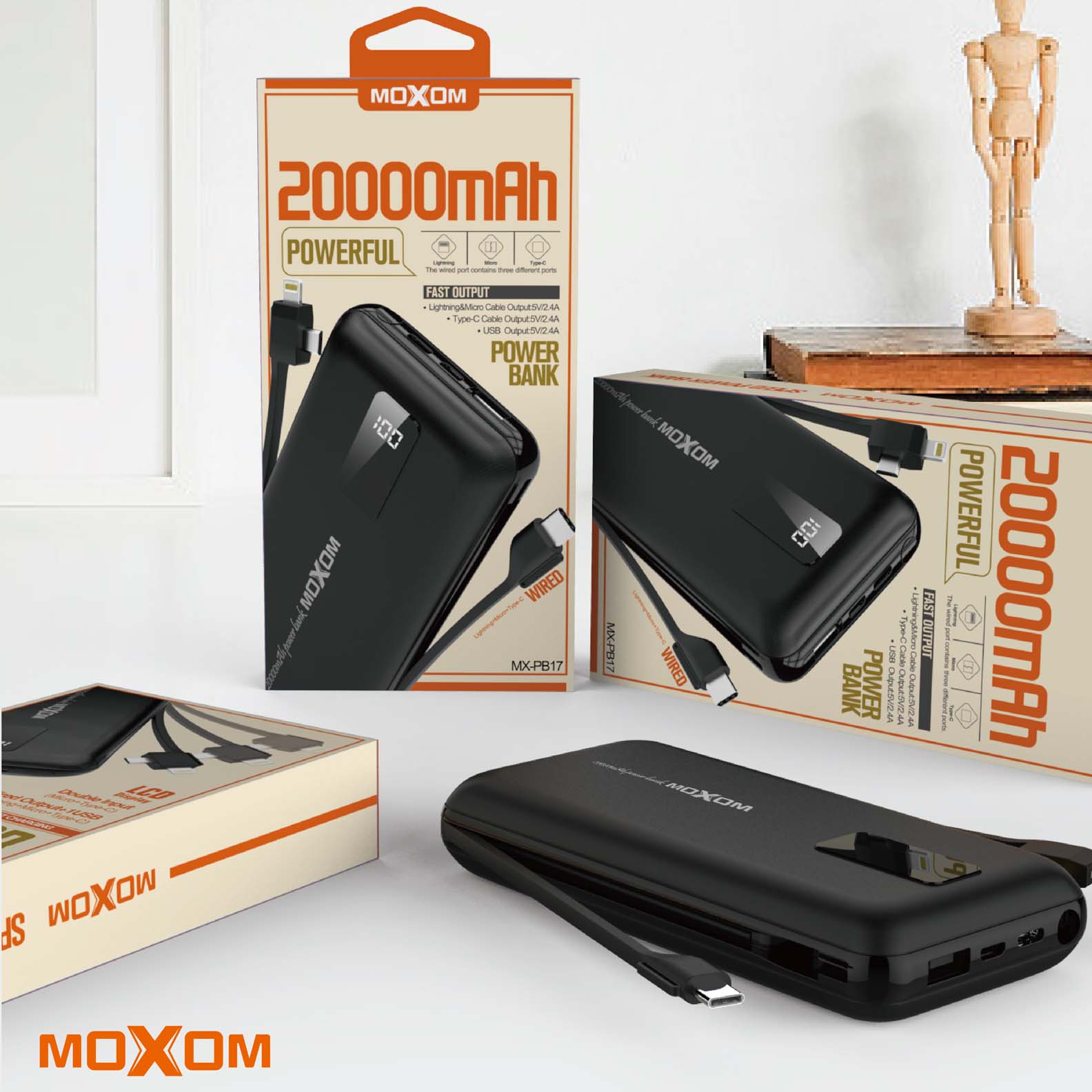 

Power Bank MOXOM MX-PB17 20000 mAh Чёрный