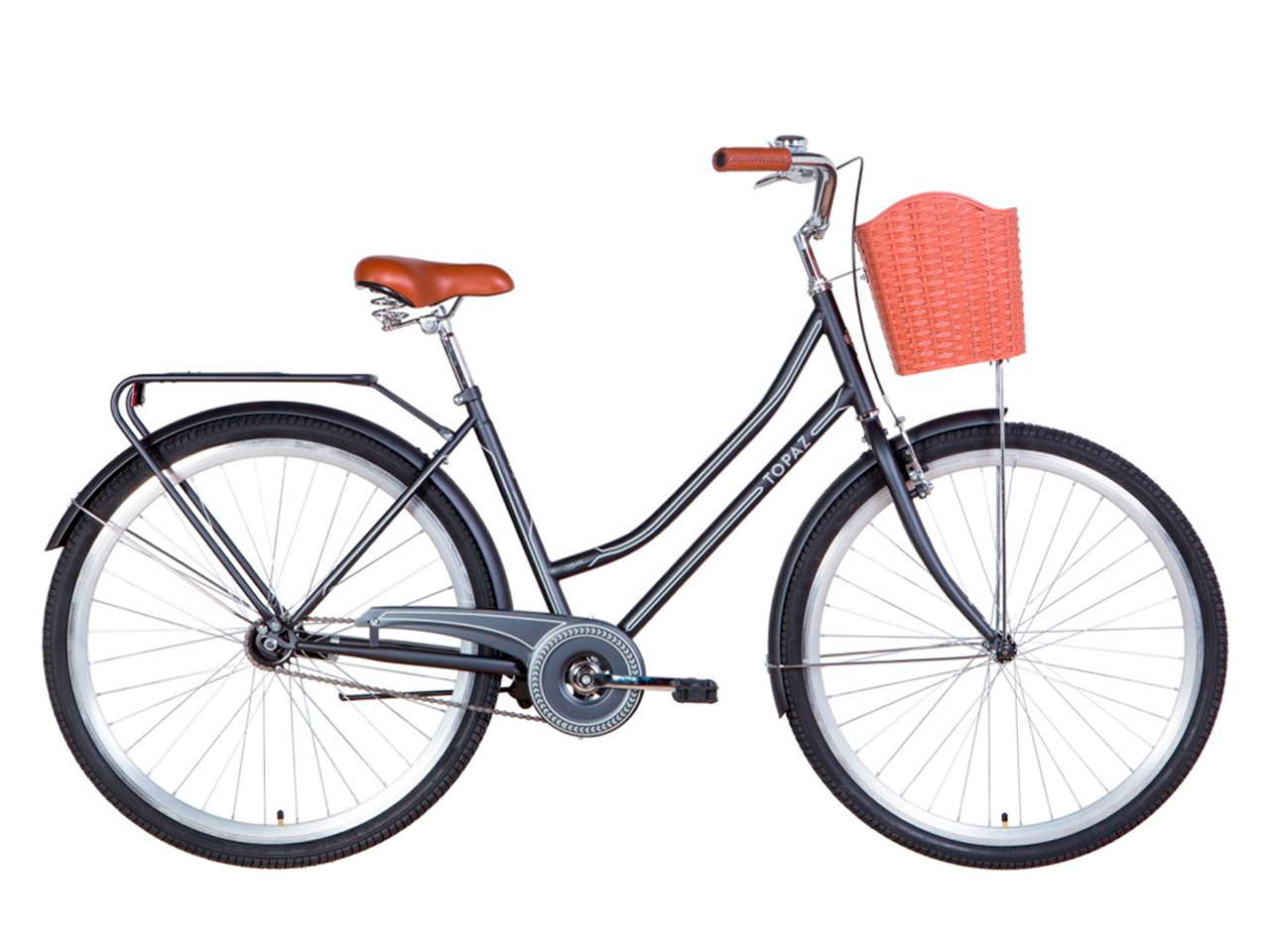 

Велосипед Dorozhnik TOPAZ ST 28" (рама 19.5", черный, с багажником, с корзиной, 2021)