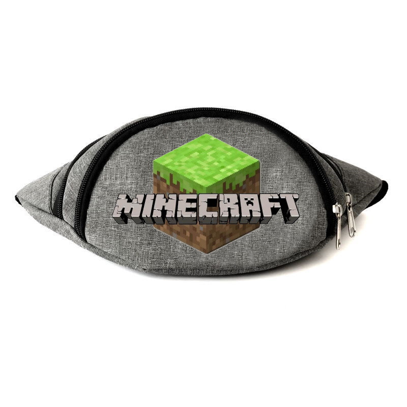 

Сумка Бананка на пояс Майнкраф Minecraft (MC-Logo-02) серая
