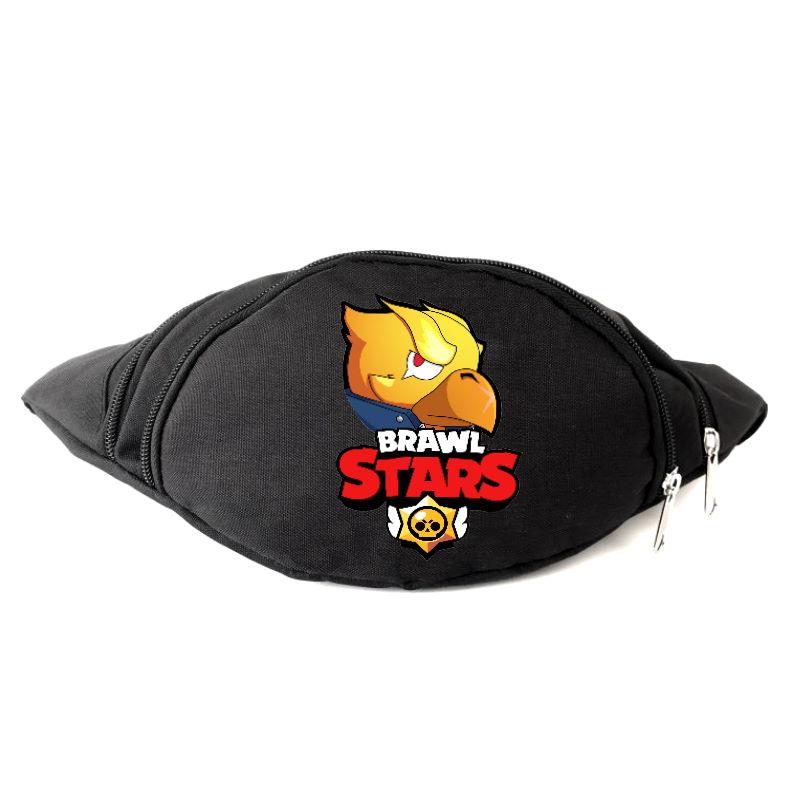 

Сумка Бананка на пояс Бравл Старс Brawl Stars Золотой Ворон (BS-Voron) черная