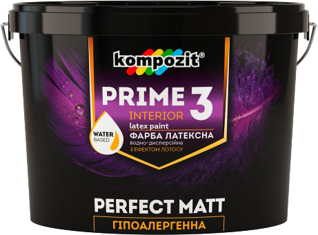 

Краска интерьерная Kompozit Prime 3 9 л Белая (4820085745513)