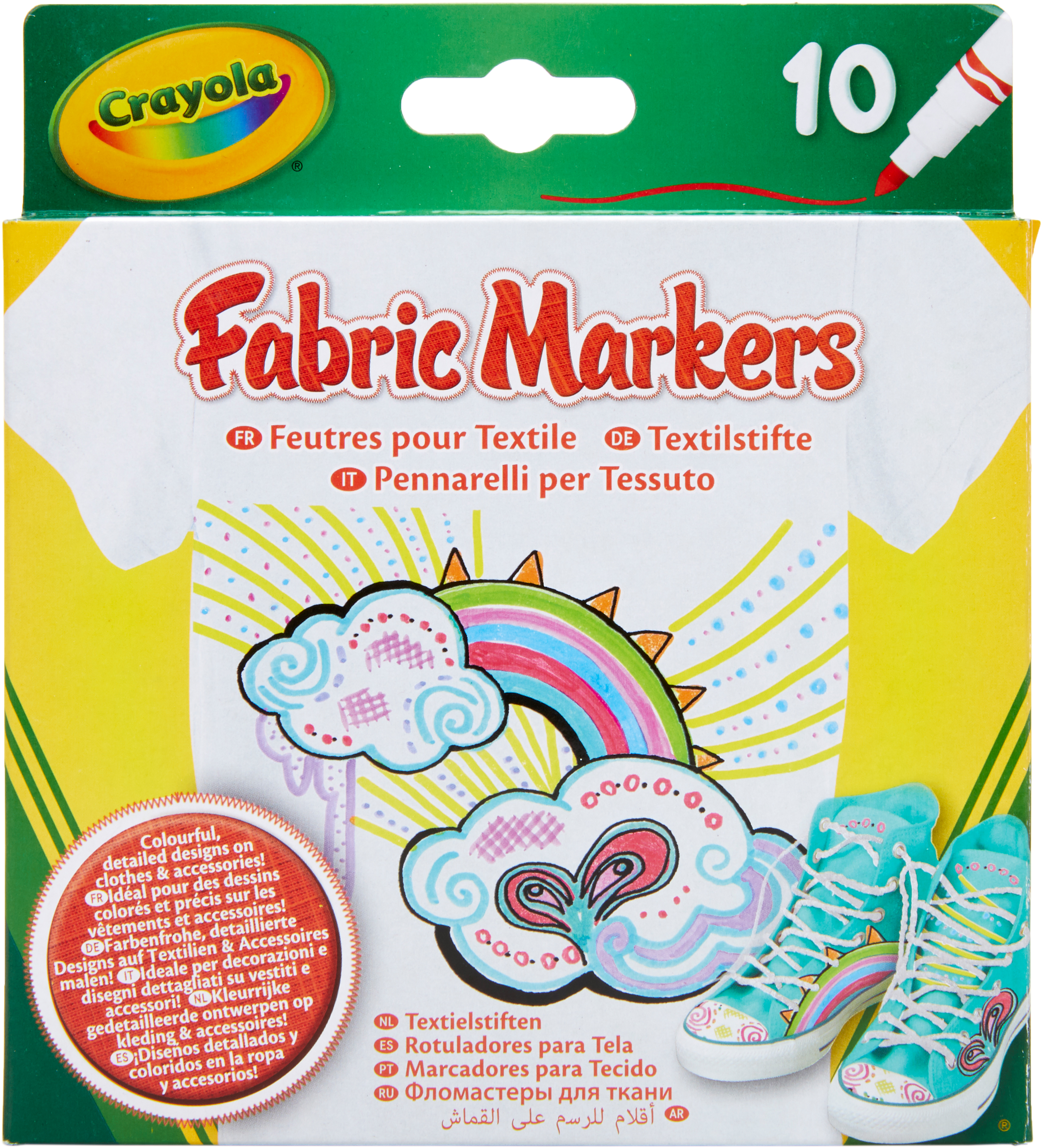 

Набор фломастеров Crayola Washable Тонкая линия для рисования на ткани 10 шт (256353.012) (0071662186333)