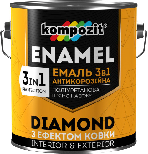 

Эмаль антикоррозионная Kompozit 3 в 1 Diamond 0.65 л Серебряная (4820085745247)