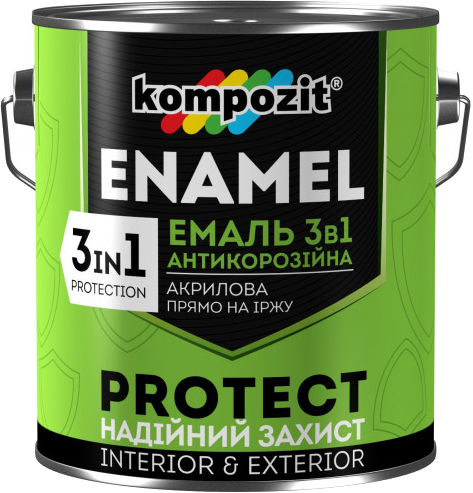 

Эмаль антикоррозионная Kompozit 3 в 1 Protect 2.7 л Черная (4820085742291)