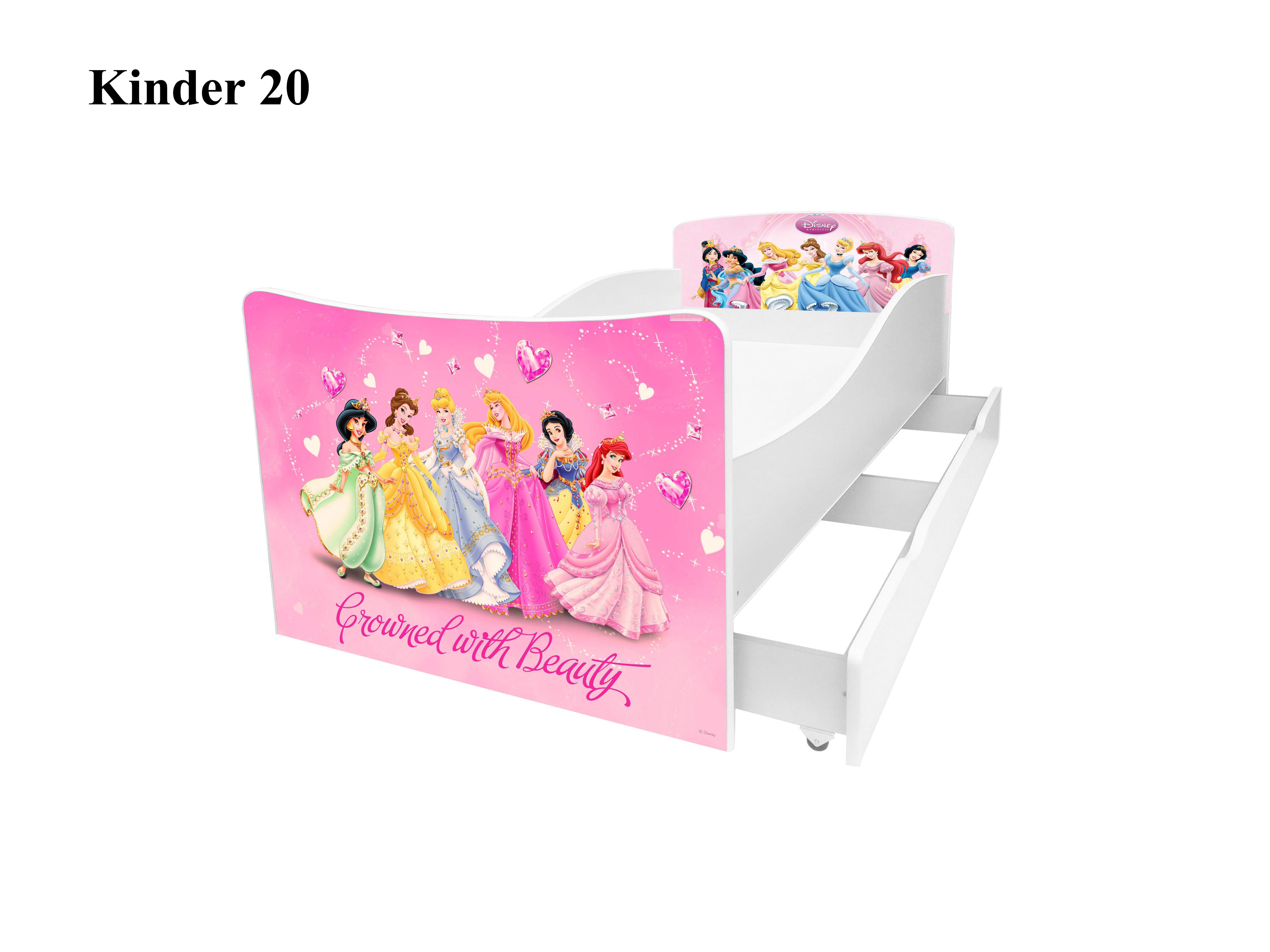 

Детская кровать с ящиком Viorina-Deko Kinder-20 Принцессы + белый 70х140