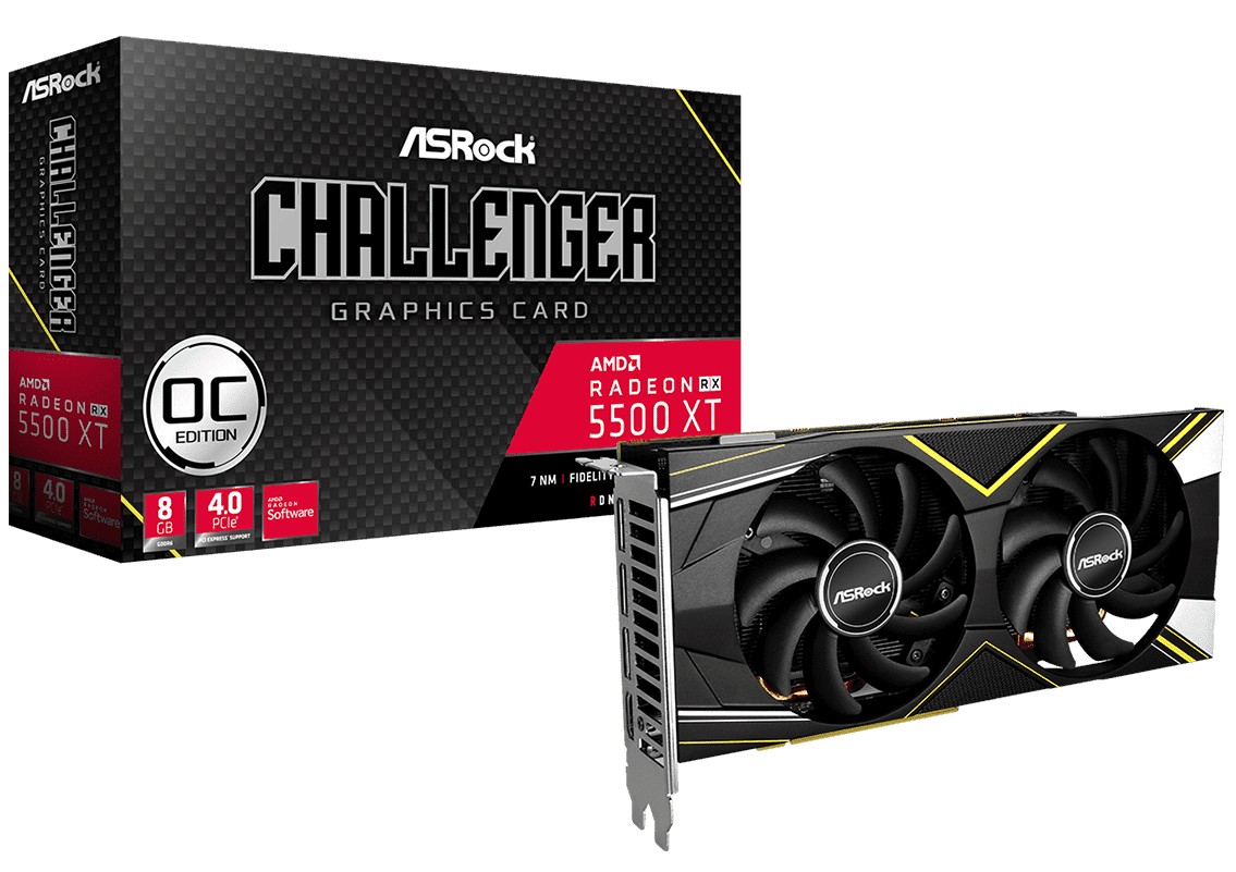 

Видеокарта ASRock, Radeon RX 5500 XT, Challenger D OC, 8Gb GDDR6, 128-bit, HDMI/3xDP, 1845/14000MHz, 8-pin (RX5500XT CLD 8GO)