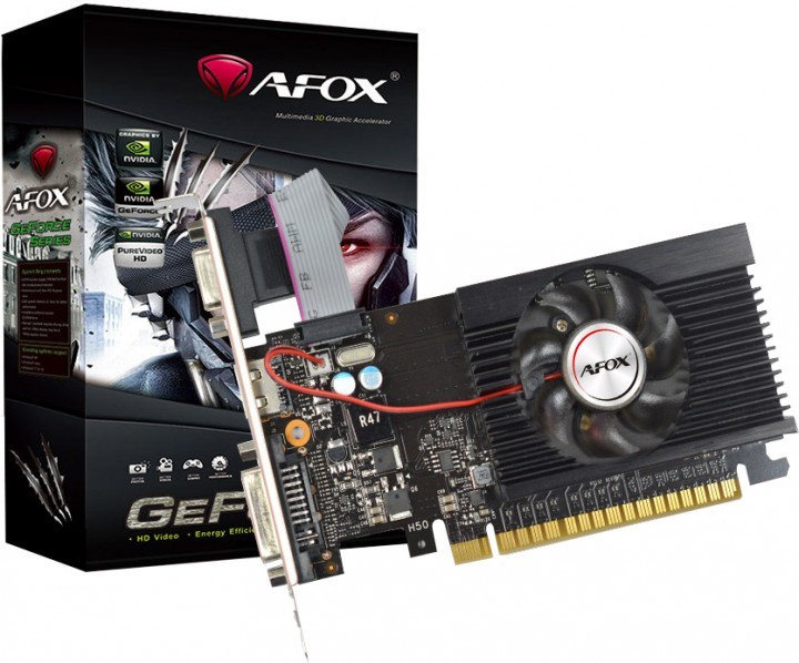 

Видеокарта AFOX, GeForce GT710, 2Gb GDDR3, 64-bit, VGA/DVI/HDMI, 800/1600MHz, Low Profile (AF710-2048D3L7)