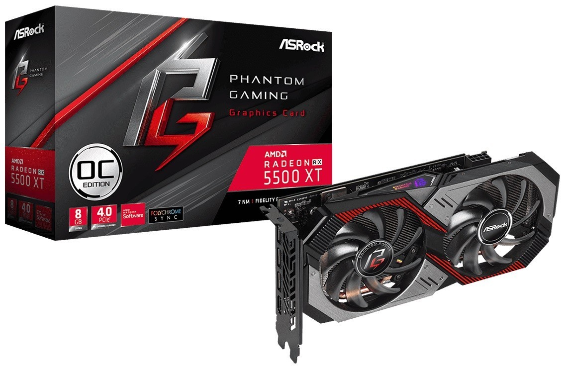 

Видеокарта ASRock, Radeon RX 5500 XT, Phantom Gaming D OC, 8Gb GDDR6, 128-bit, HDMI/3xDP, 1845/14000MHz, 8-pin (RX5500XT PGD 8GO)