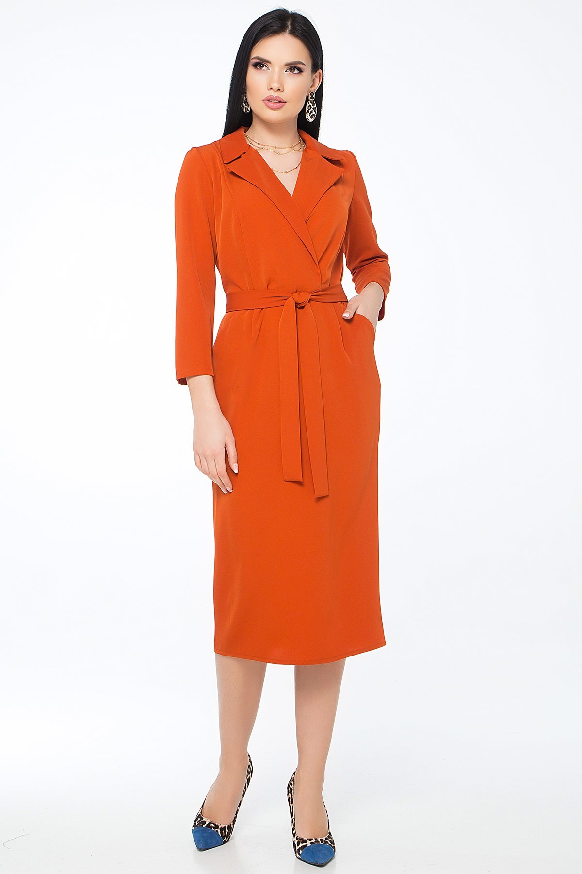 

Стильное платье Woman Fashion 44 терракот (WF_А-305)