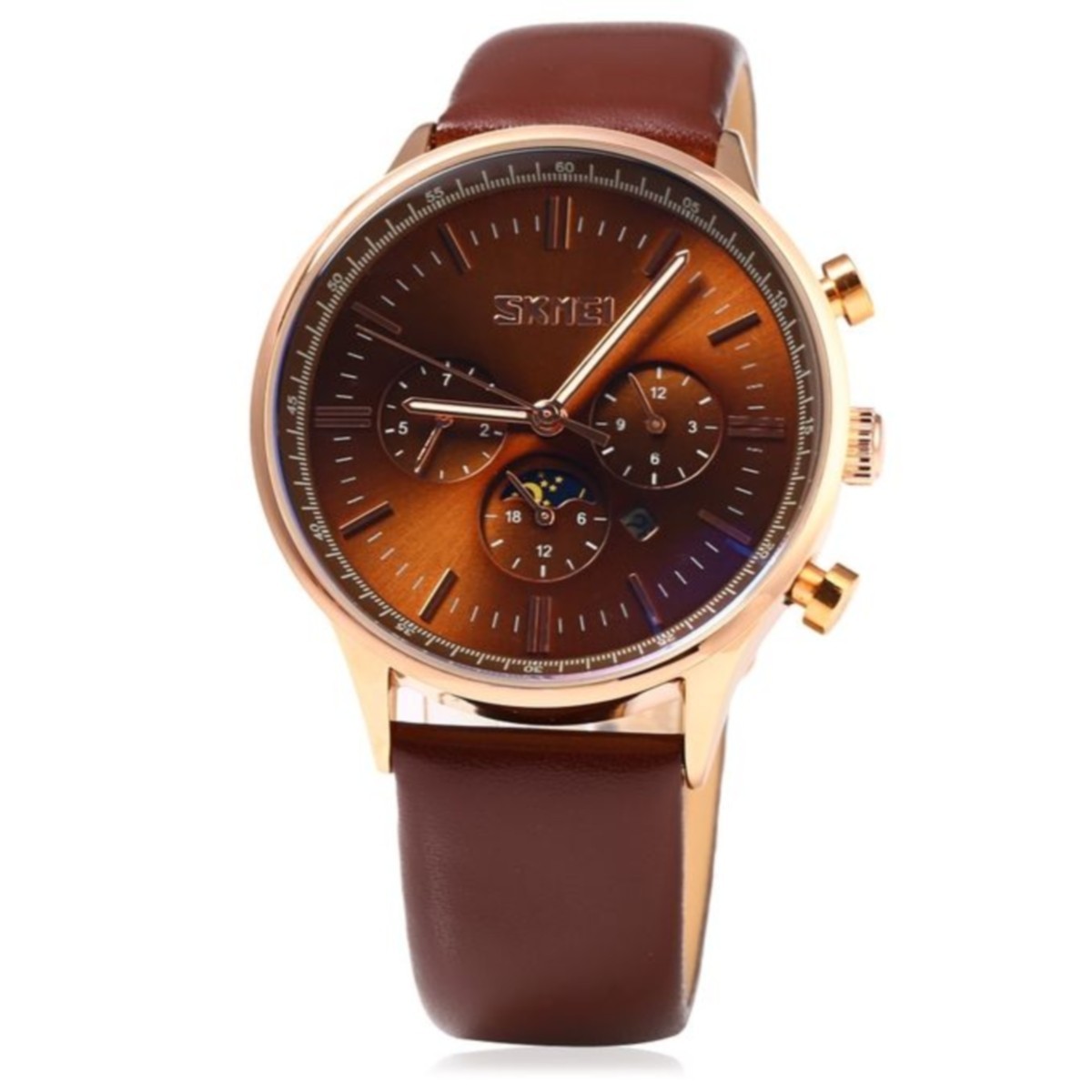 

Мужские часы Skmei 9117 Gold Case Brown