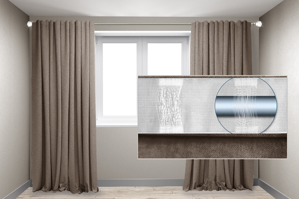 

Комплект штор на трубу Декор-Ин Микровелюр 300x265 2 штуки Тауп