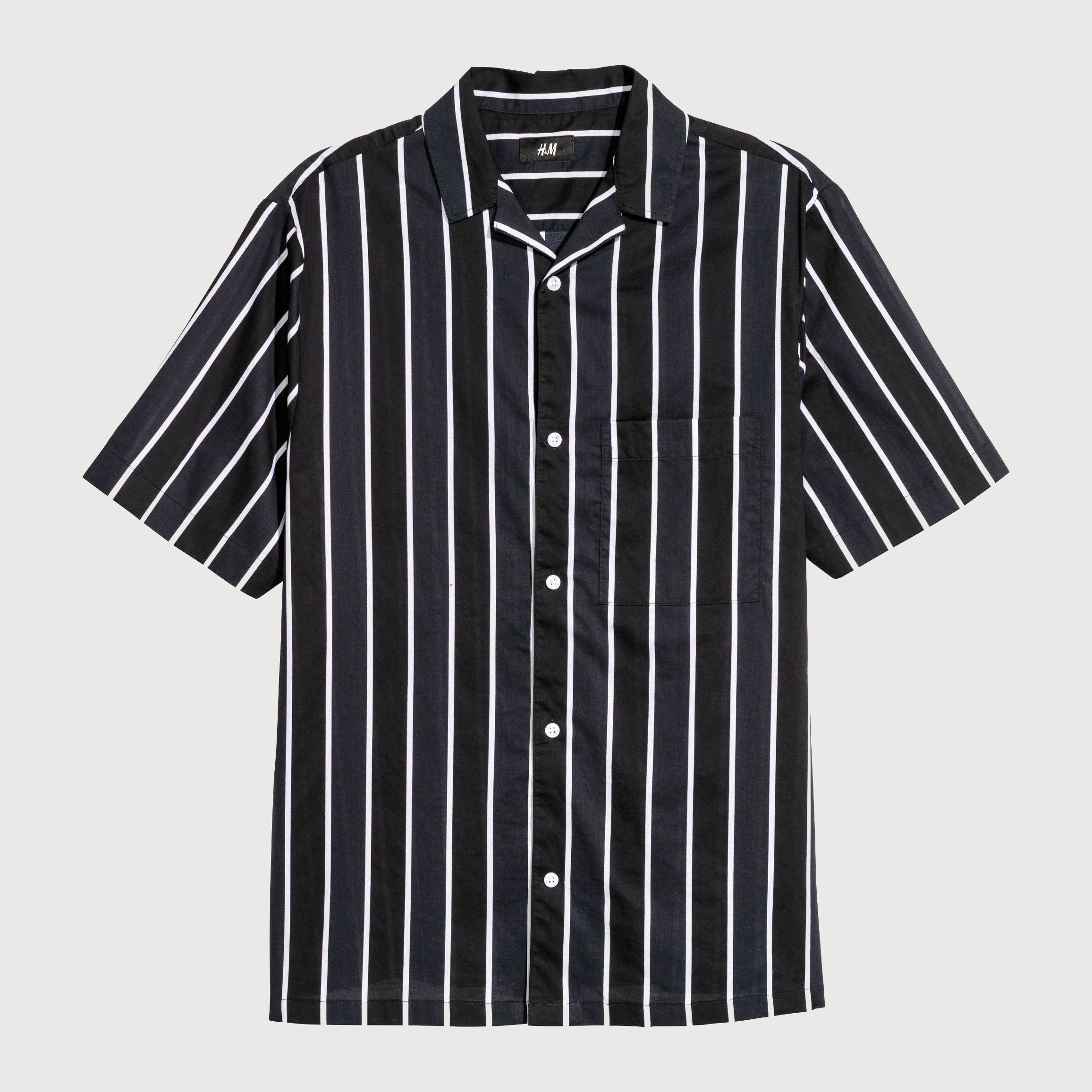 

Рубашка H&M 5982897-ACSK 2XL Темно-синяя в белую полоску