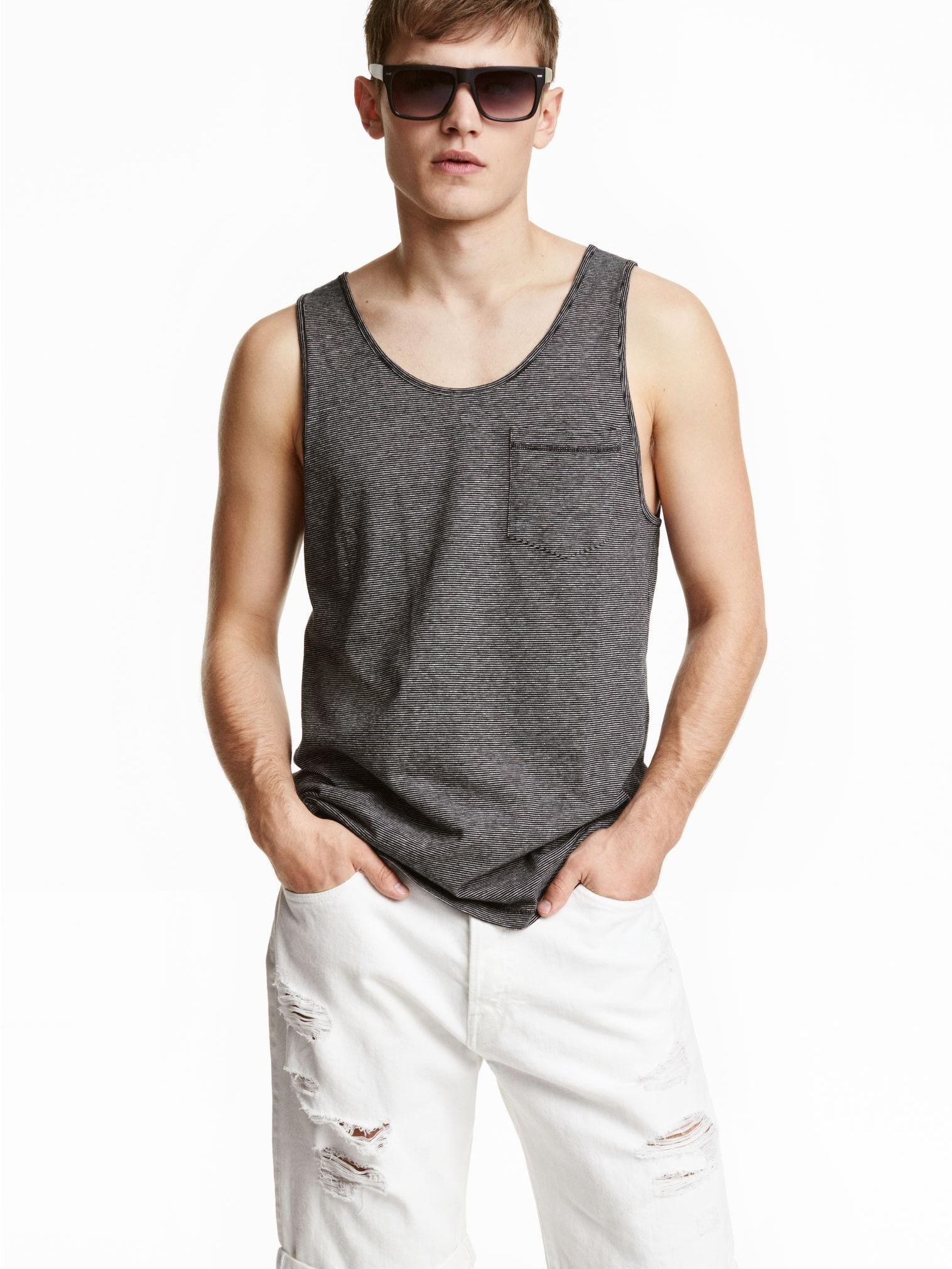

Майка H&M 4139624-AATP XS Серая в белую полоску