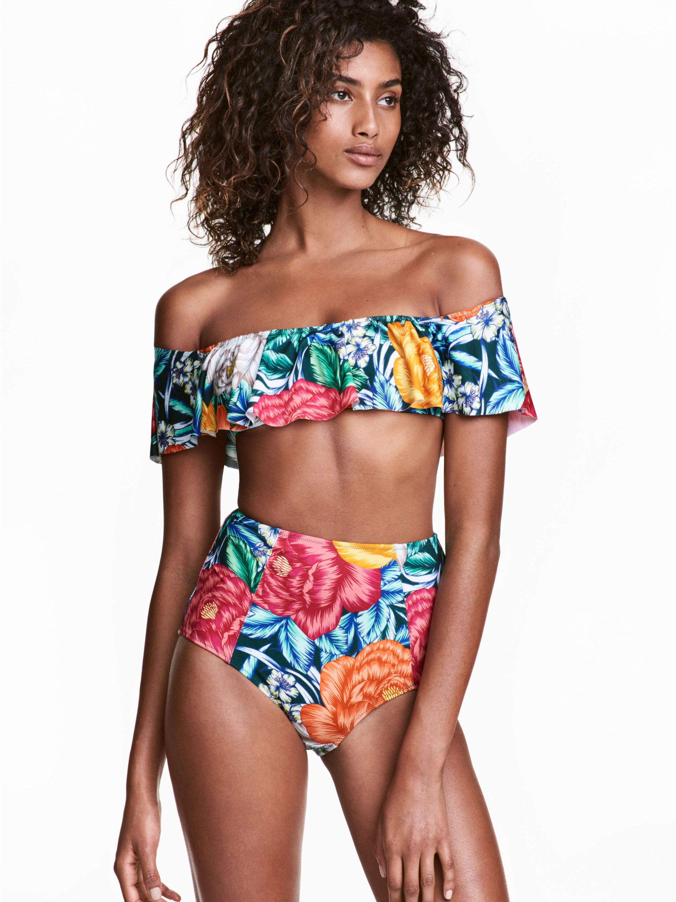 

Нижняя часть купальника H&M 2570105-AANP 44 Зеленая в цветные узоры