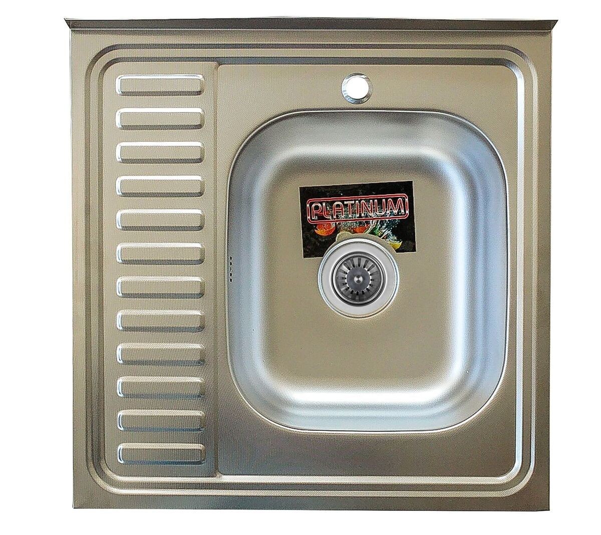 

Накладная кухонная мойка из нержавеющей стали Platinum 6060 Декор 0,7 Правая