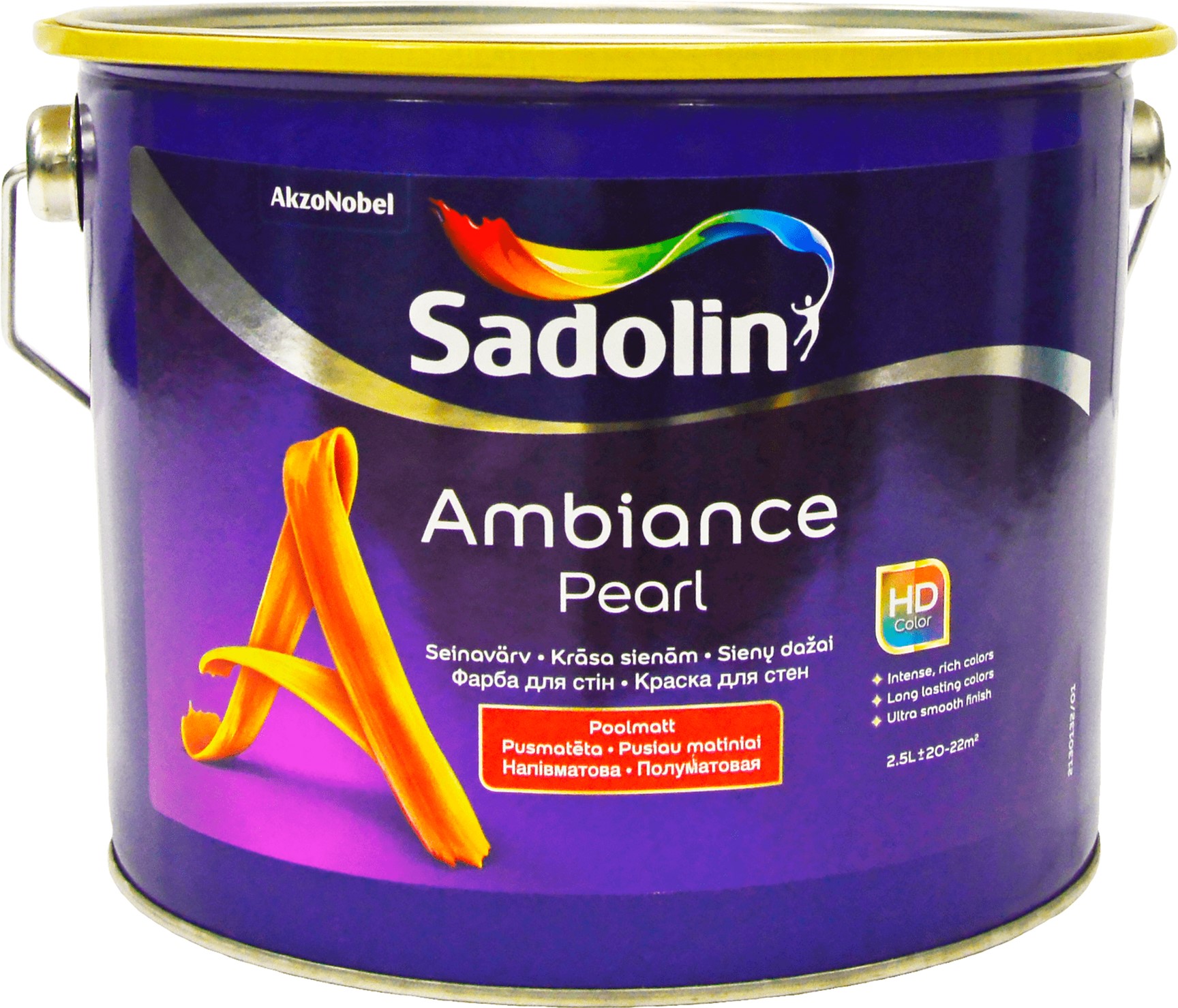 

Краска Sadolin Ambiance Pearl - полуматовая водная краска для стен и потолка, бесцветная, BC, 9.3 л (5329434)