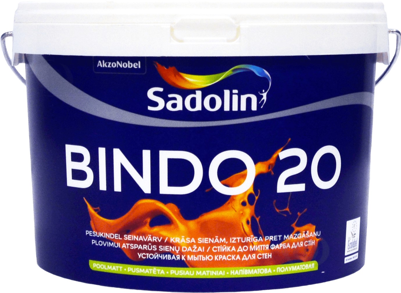 

Краска Sadolin Bindo 20 - полуматовая латексная краска для стен и потолка, белая, BW, 2.5 л (5072640)