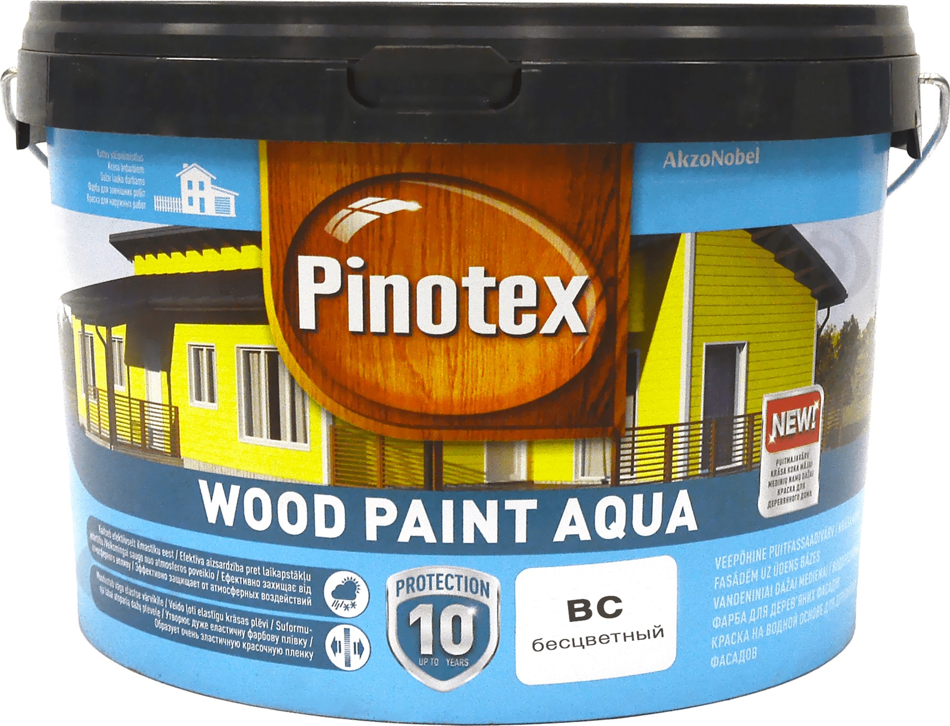 

Краска Pinotex Wood Paint Aqua - полуматовая водная краска для дерева, атмосферостойкая, бесцветная, BC, 2.33 л (5310518)