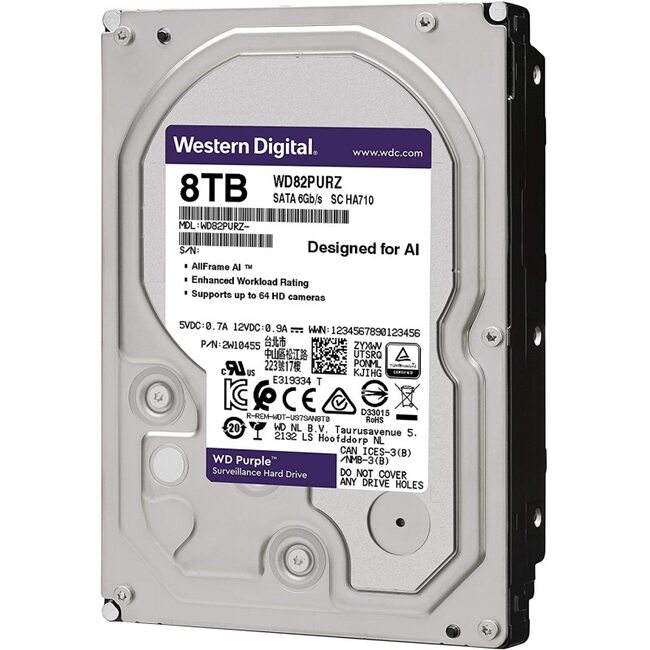 

Жесткий диск 3.5 Western Digital Purple 8TB 256MB 7200rpm SATAIII (WD82PURZ)