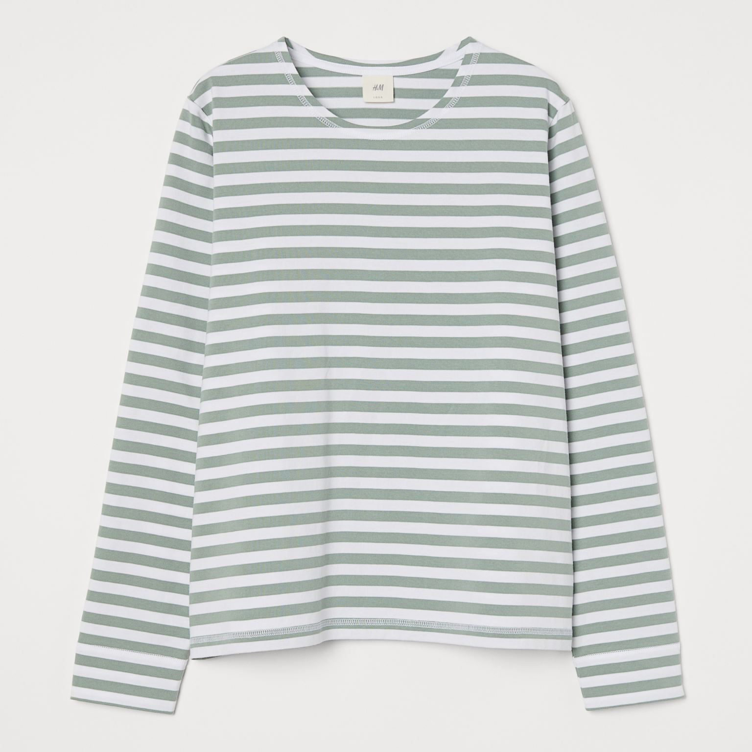 

Лонгслив H&M 1904-8694732 S Белый с зеленым