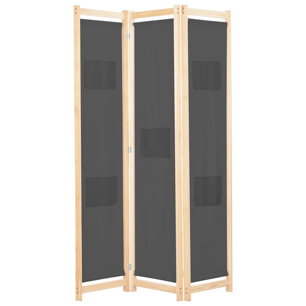 

Ширма з 3 секцій Shumee 120x170x4 см з сірою тканиною 248175