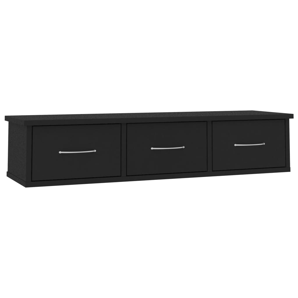 

Полиця настінна Shumee з висувними ящиками 88x26x185 см ДСП чорна 800595