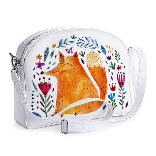 

Сумка молодёжная College Presentville Лиса и цветы на белом фоне 29x23x8 см