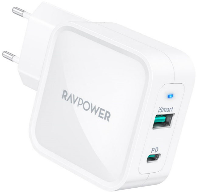 

Сетевое зарядное устройство RAVPower 65W 2-Port PD Charger White (RP-PC133WH)