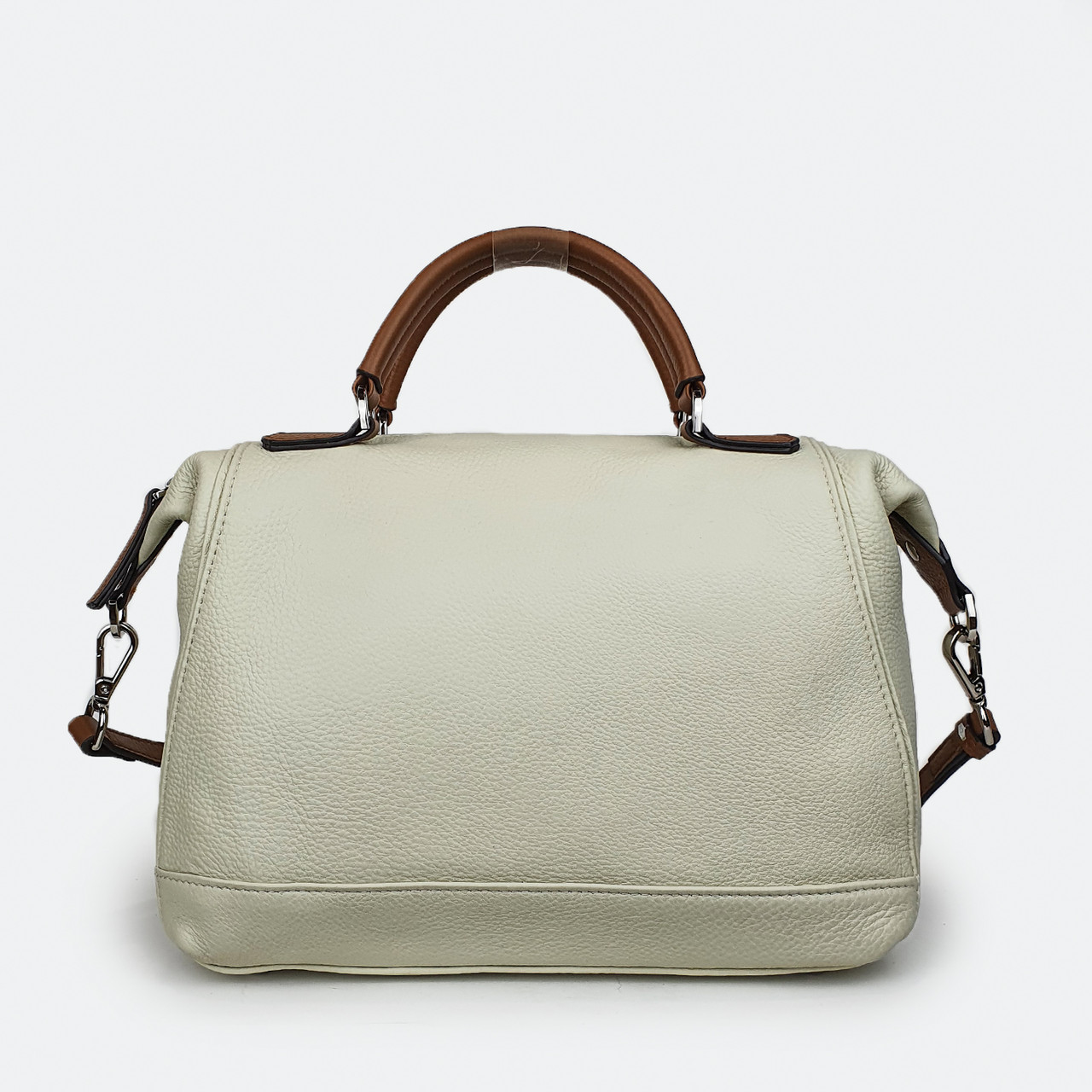 

Женская сумка из натуральной кожи с ручками молочная средняя 81082