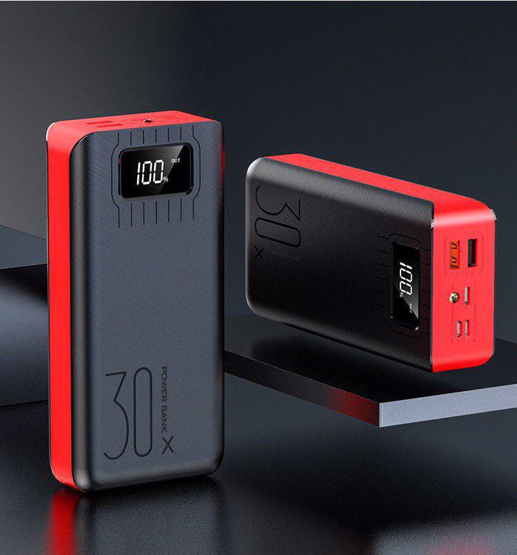 

Внешний аккумулятор YM-177 Power Bank 30000mAh фонарик/microUSB/type c/ ios Красный