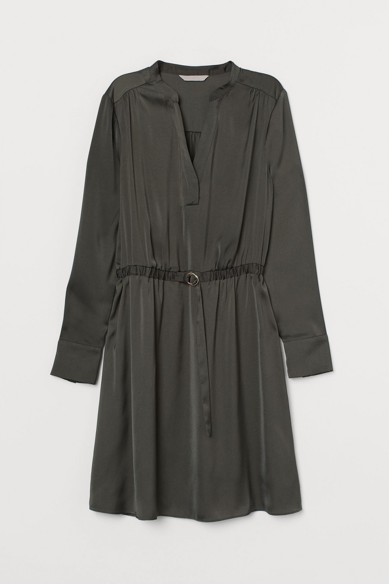 

Платье с поясом H&M Однотонное XXL Темно-зеленое хаки