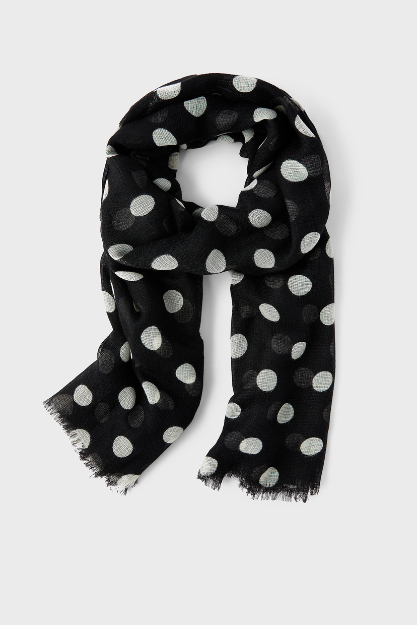 

Женский черный шарф в горошек Mono Polka Dot Print Accessorize OS 187025