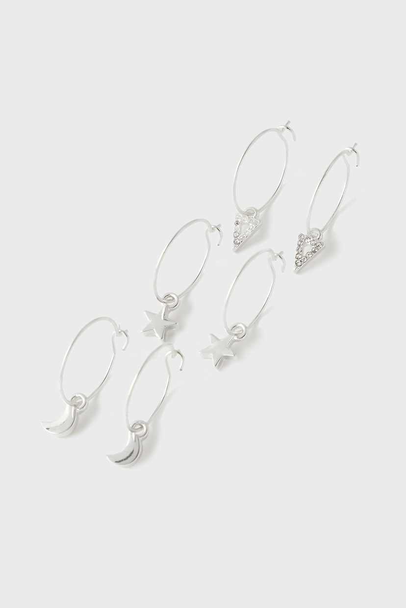 

Женские серебристые серьги (3 пары) Accessorize OS 981114