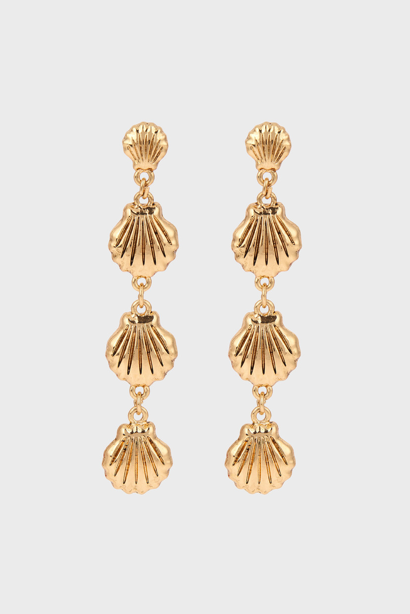 

Женские золотистые серьги COCKLE SHELL LONG DR Accessorize OS 881856