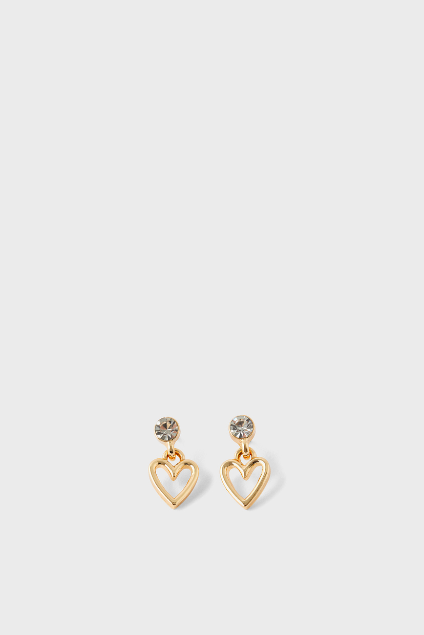 

Женские золотистые серьги HEART & CRYSTAL DROP Accessorize OS 181826