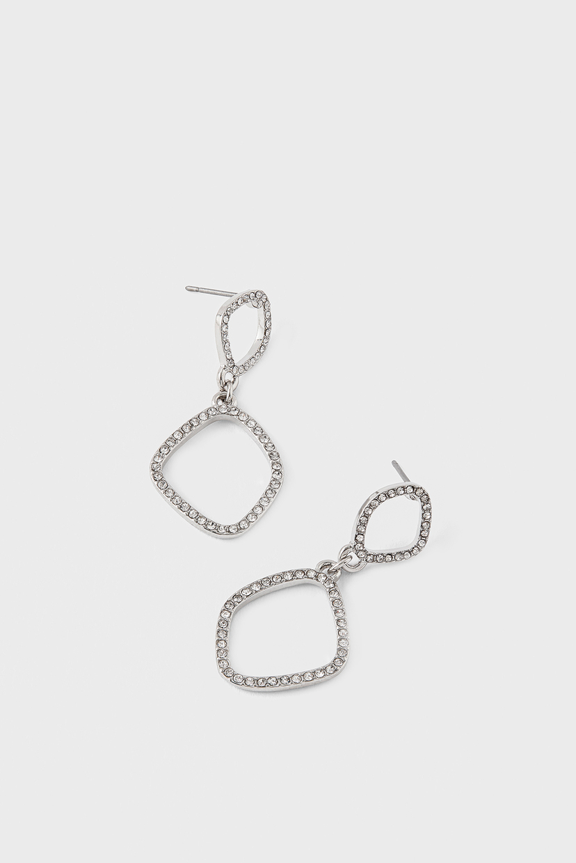 

Женские серебристые серьги PAVE ORGANIC SHORT D Accessorize OS 182623