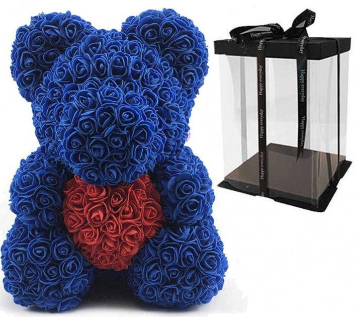 

Мишка из роз с сердцем 40 см в подарочной коробке 3D Teddy Flower Оригинальный подарок девушке