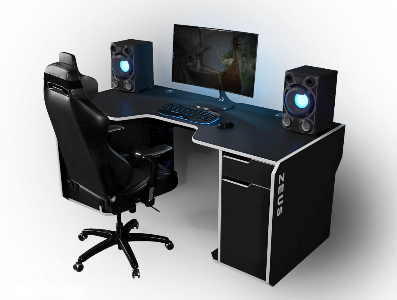

Геймерский эргономичный стол ZEUS Viking-2М Черный + Белый