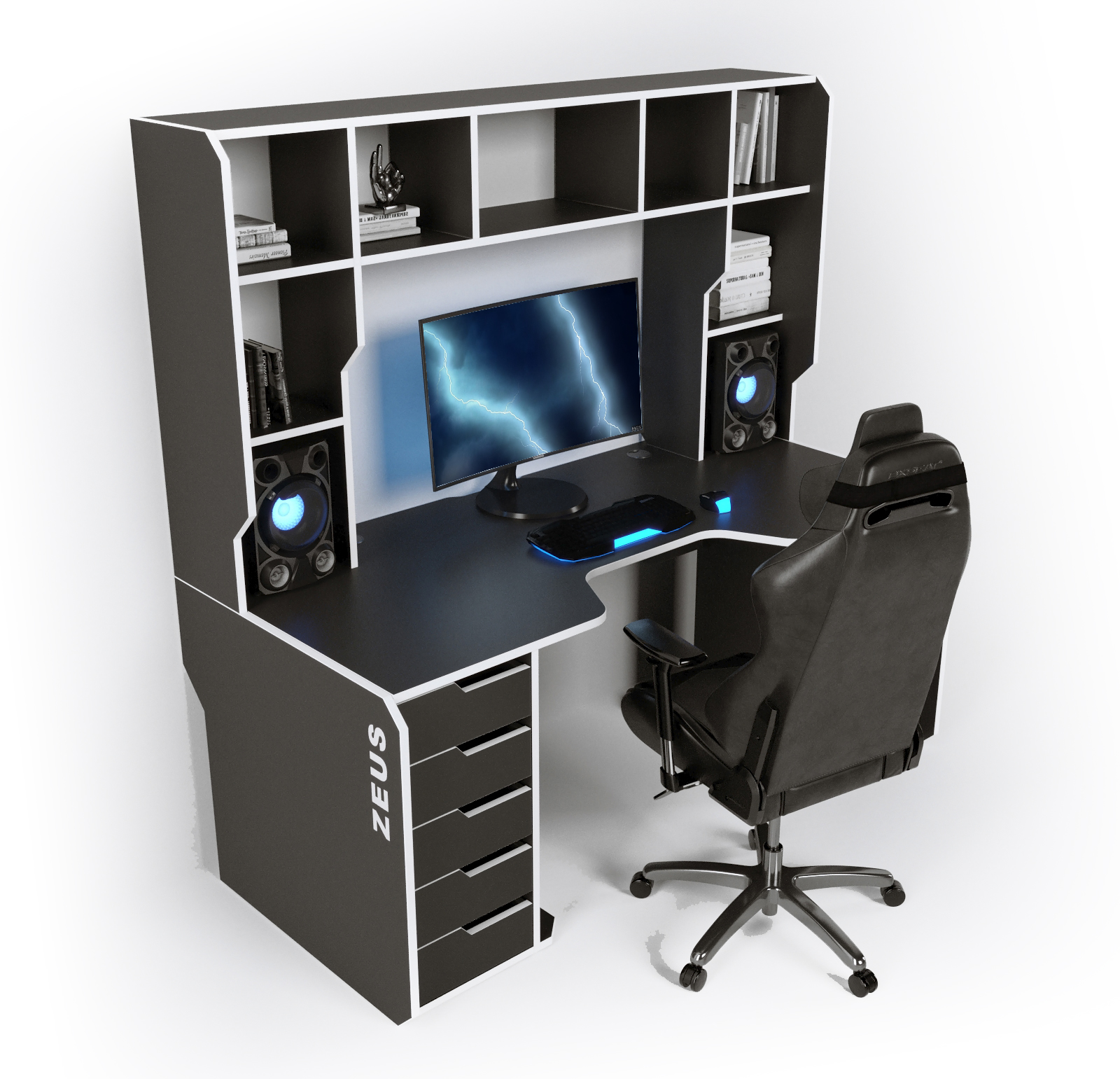 

Стол геймерский Zeus Viking-4М черно-белый Vi-4M