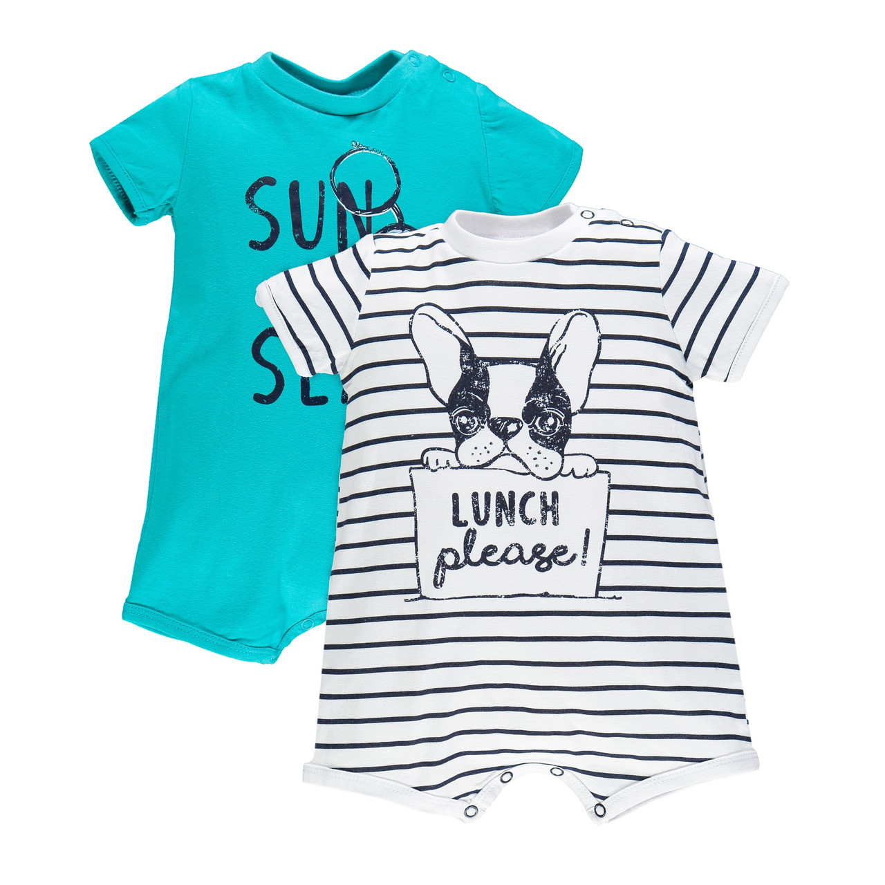 

Песочник для мальчика набор MEK 100% хлопок 68 Белый и Голубой 2 шт 191MDFZ007/992