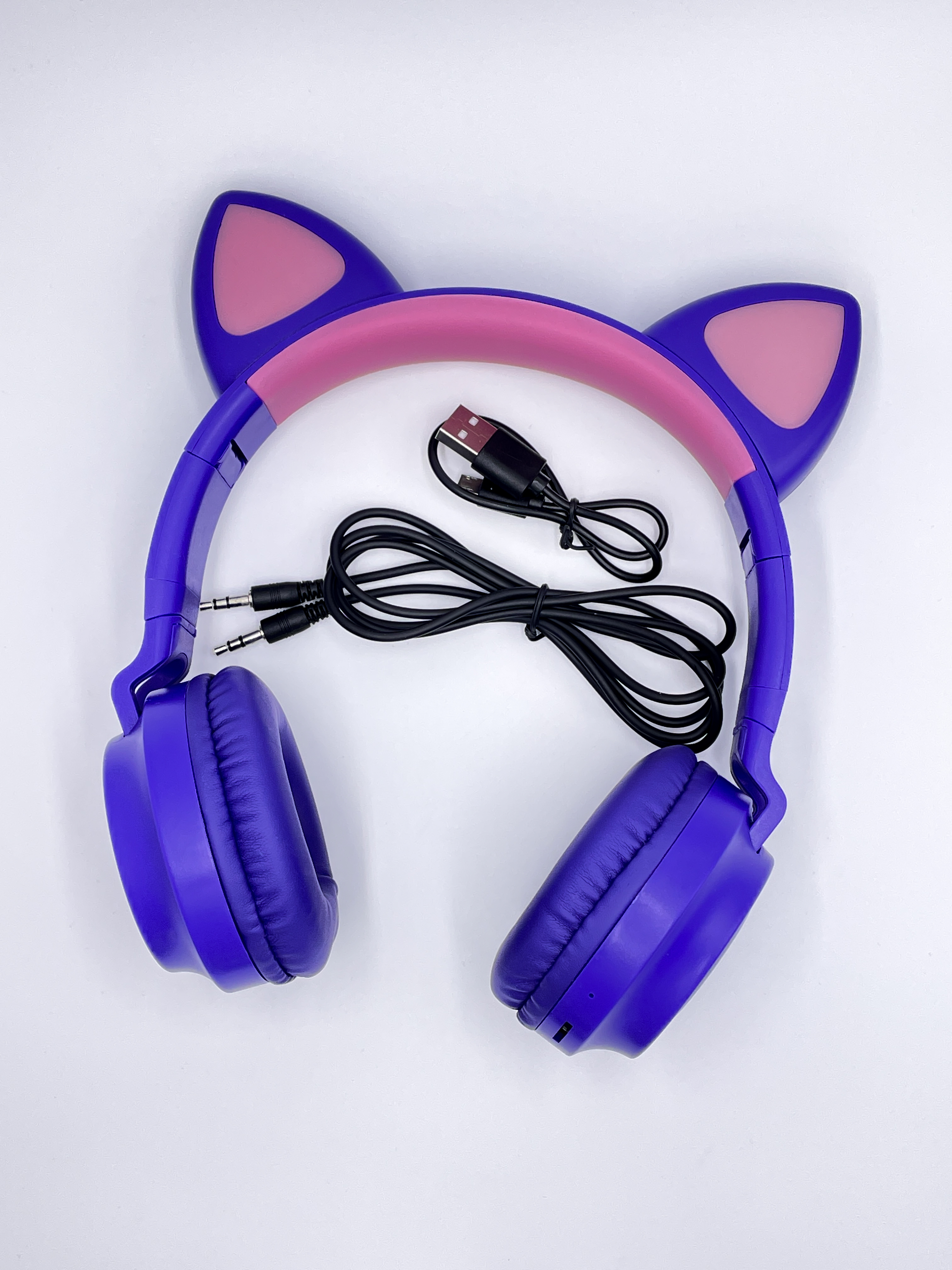 

Беспроводные наушники с кошачьими ушками ZW BT028 с MicroSD и LED подсветкой CAT Purple
