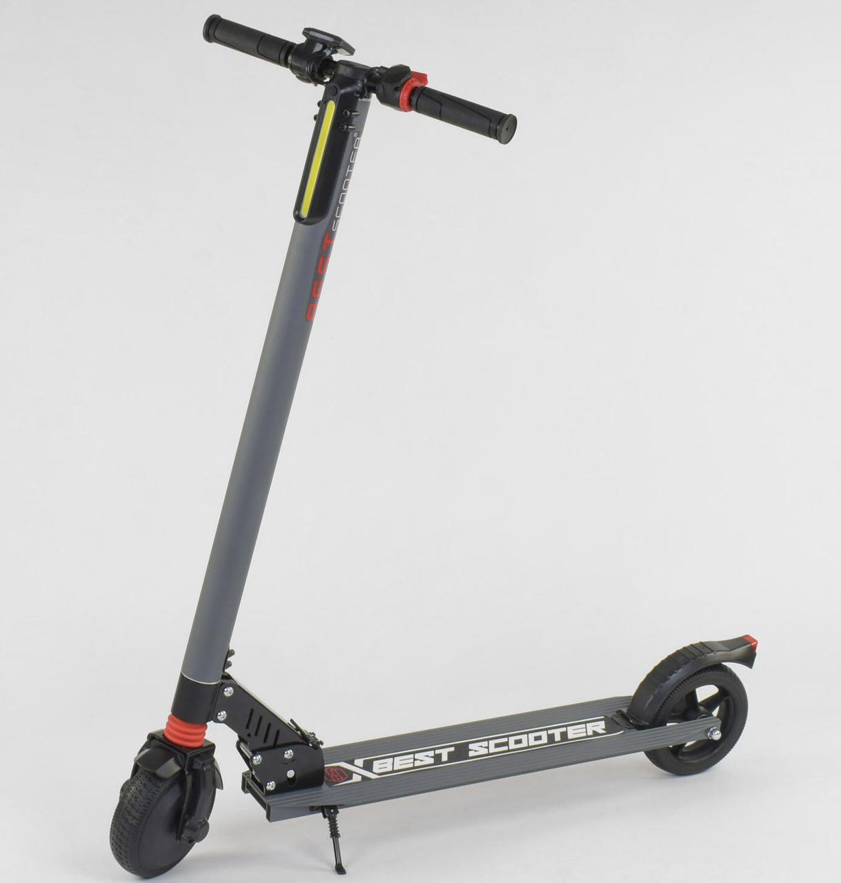 

Электросамокат Best Scooter складной, до 100 кг, до 20 км/ч, LED-дисплей, литые шины D=6.5 дюймов, серый*